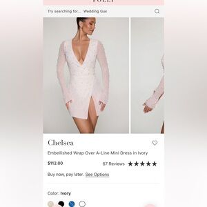 Oh Polly Pearl-Embellished Mini Dress in Cream